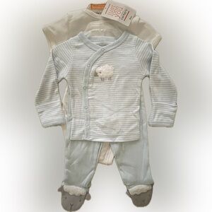 Baby Blue and White 3 pc Sheep Layette Set with “Daddy Makes Me Smile” logo